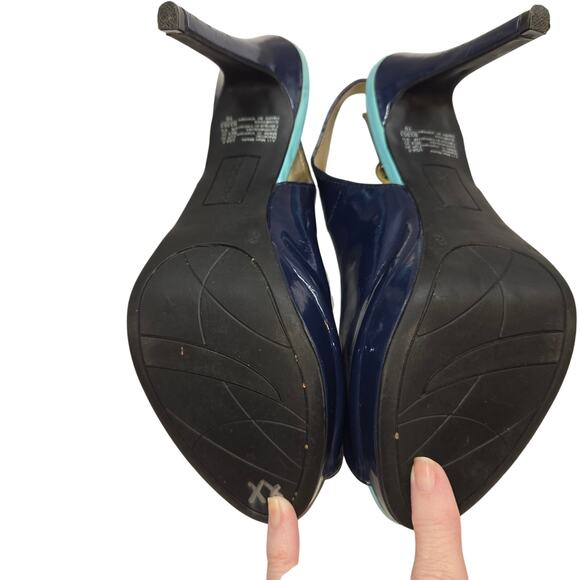 NWT Christian Siriano 8 Women's Shoes Navy Pumps Heels Open Back New Tags - Picture 4 of 7